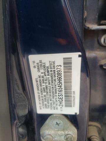 2HGES16545H608973 - 2005 HONDA CIVIC LX BLUE photo 12