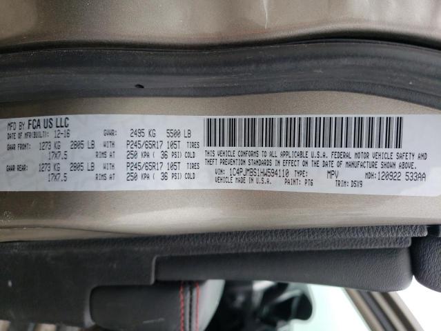 1C4PJMBS1HW594110 - 2017 JEEP CHEROKEE TRAILHAWK TAN photo 14