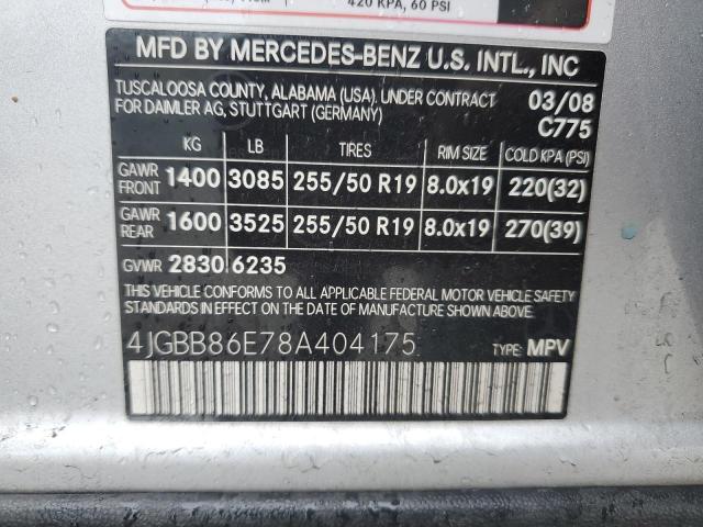 4JGBB86E78A404175 - 2008 MERCEDES-BENZ ML 350 SILVER photo 13