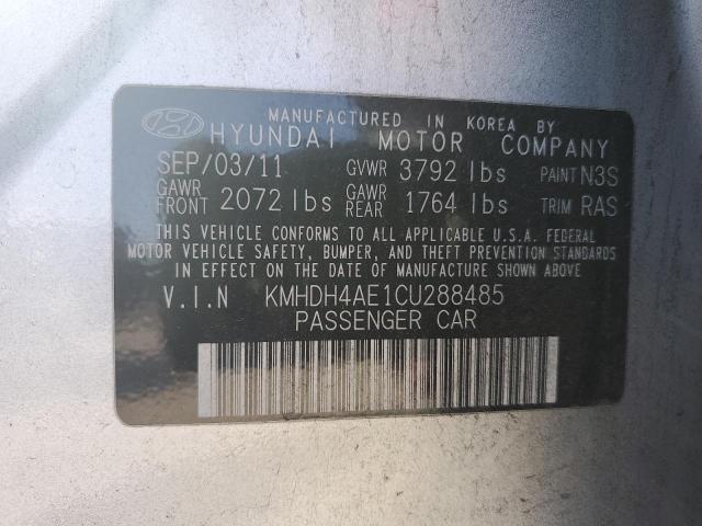 KMHDH4AE1CU288485 - 2012 HYUNDAI ELANTRA GLS SILVER photo 12