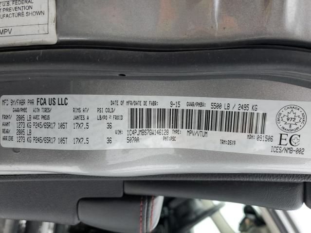 1C4PJMBS7GW146128 - 2016 JEEP CHEROKEE TRAILHAWK GRAY photo 13