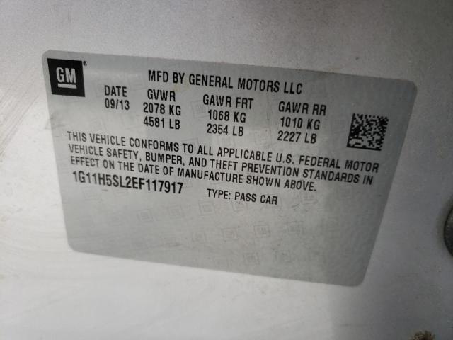 1G11H5SL2EF117917 - 2014 CHEVROLET MALIBU LTZ 灰色 照片 12