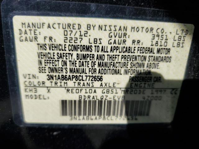 3N1AB6AP8CL772656 - 2012 NISSAN SENTRA 2.0 BLACK photo 12