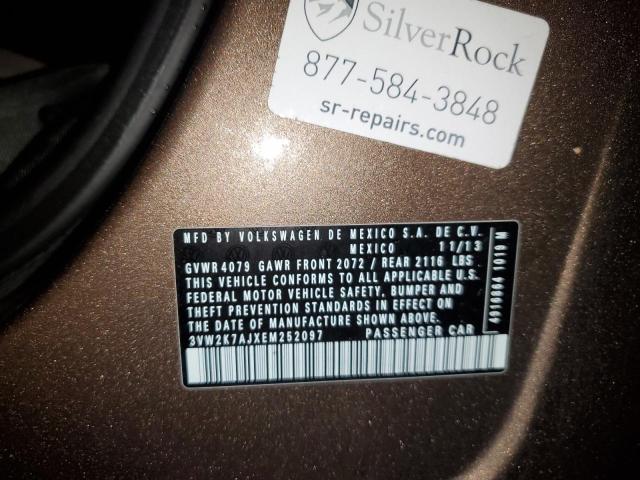 3VW2K7AJXEM252097 - 2014 VOLKSWAGEN JETTA BASE 棕色 照片 12