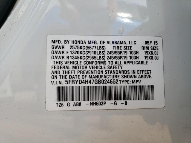 5FRYD4H47GB024652 - 2016 ACURA MDX TECHNOLOGY WHITE photo 13