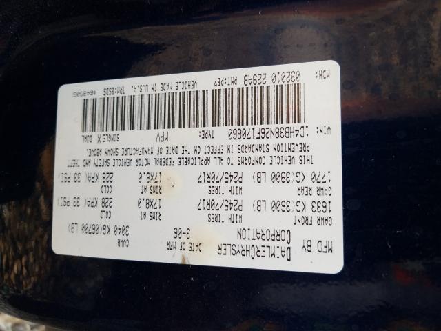 1D4HB38N26F170660 - 2006 DODGE DURANGO SXT BLUE photo 10