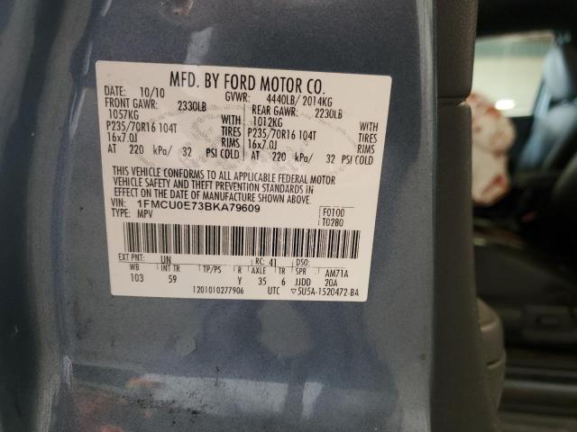 1FMCU0E73BKA79609 - 2011 FORD ESCAPE LIMITED GRAY photo 12