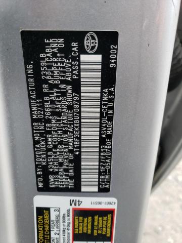 4T1BF3EKXBU708797 - 2011 TOYOTA CAMRY BASE SILVER photo 12