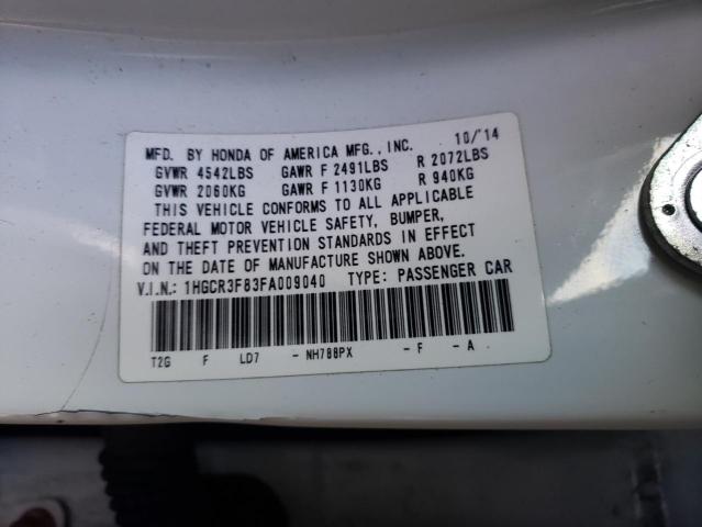 1HGCR3F83FA009040 - 2015 HONDA ACCORD EXL WHITE photo 12