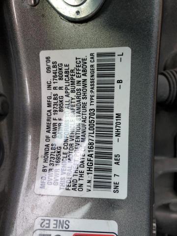 1HGFA16877L005703 - 2007 HONDA CIVIC EX GRAY photo 12