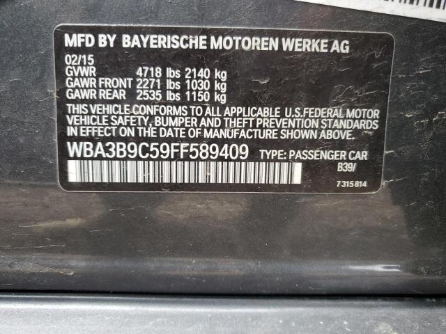 WBA3B9C59FF589409 - 2015 BMW 335 XI GRAY photo 12