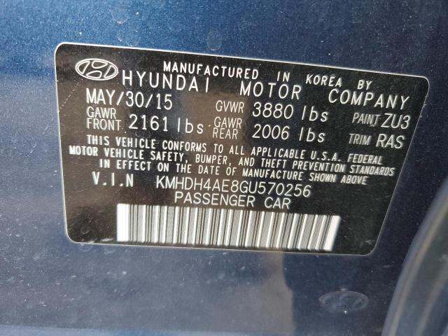 KMHDH4AE8GU570256 - 2016 HYUNDAI ELANTRA SE BLUE photo 12