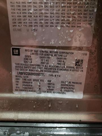 LRBFXCSA8HD093771 - 2017 BUICK ENVISION PREFERRED თაფლისფერი ფოტო 13