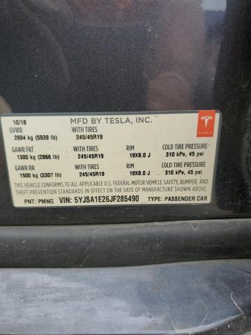 5YJSA1E26JF285490 - 2018 TESLA MODEL S ნაცრისფერი ფოტო 12