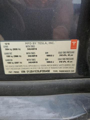 5YJSA1E26JF285490 - 2018 TESLA MODEL S GRAY photo 12