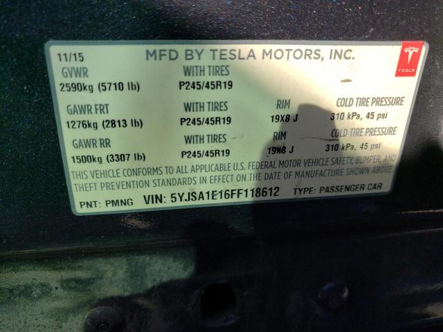 5YJSA1E16FF118612 - 2015 TESLA MODEL S Մոխրագույն լուսանկար 13