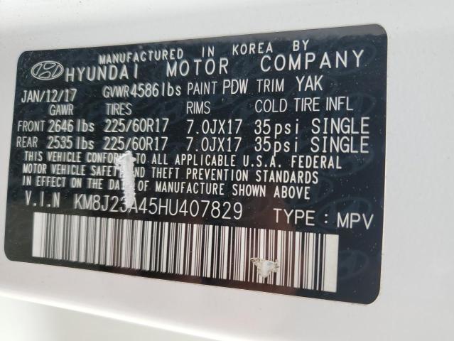 KM8J23A45HU407829 - 2017 HYUNDAI TUCSON SE WHITE photo 12