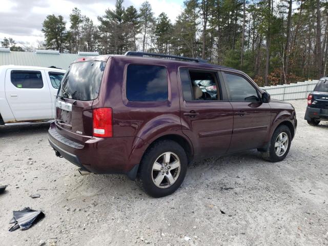 5FNYF4H61BB092936 - 2011 HONDA PILOT EXL BURGUNDY photo 3