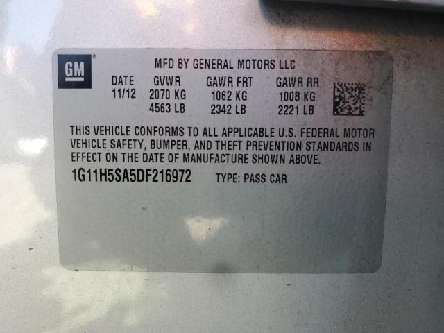 1G11H5SA5DF216972 - 2013 CHEVROLET MALIBU LTZ 银色 照片 13