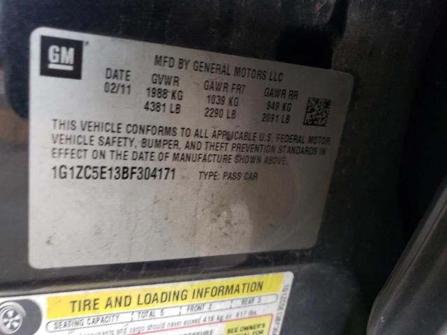 1G1ZC5E13BF304171 - 2011 CHEVROLET MALIBU 1LT 黑色 照片 12