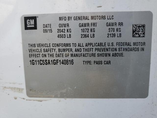 1G11C5SA1GF140816 - 2016 CHEVROLET MALIBU LIM LT 白色 照片 12