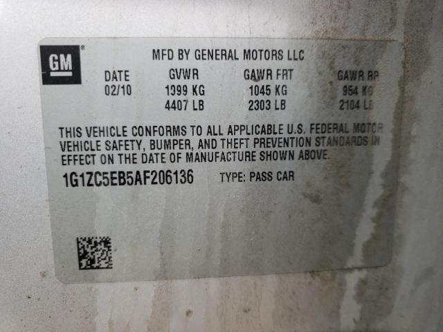 1G1ZC5EB5AF206136 - 2010 CHEVROLET MALIBU 1LT SILVER photo 12