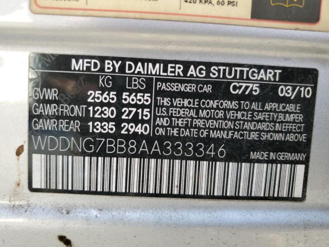 WDDNG7BB8AA333346 - 2010 MERCEDES-BENZ S 550 SILVER photo 12