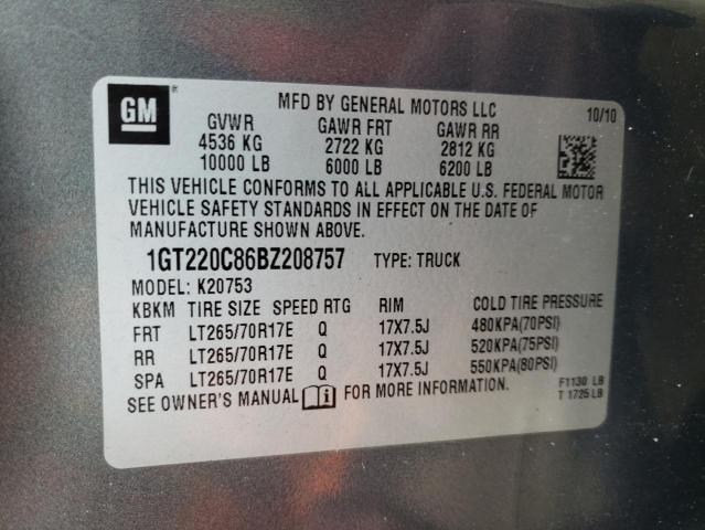 1GT220C86BZ208757 - 2011 GMC SIERRA K2500 SLE GRAY photo 13