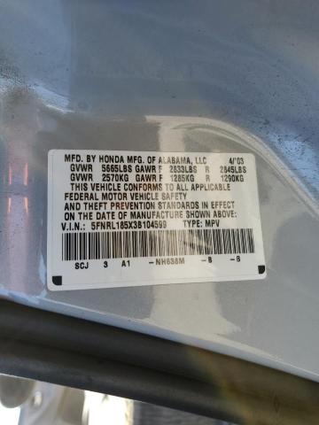 5FNRL185X3B104599 - 2003 HONDA ODYSSEY LX SILVER photo 13