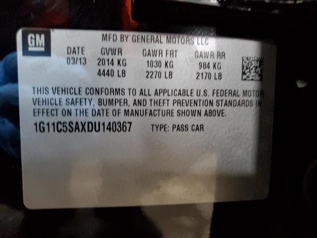 1G11C5SAXDU140367 - 2013 CHEVROLET MALIBU 1LT BLACK photo 13