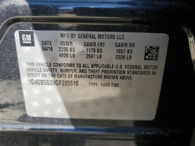 1G4GB5G39GF285516 - 2016 BUICK LACROSSE BLACK photo 12