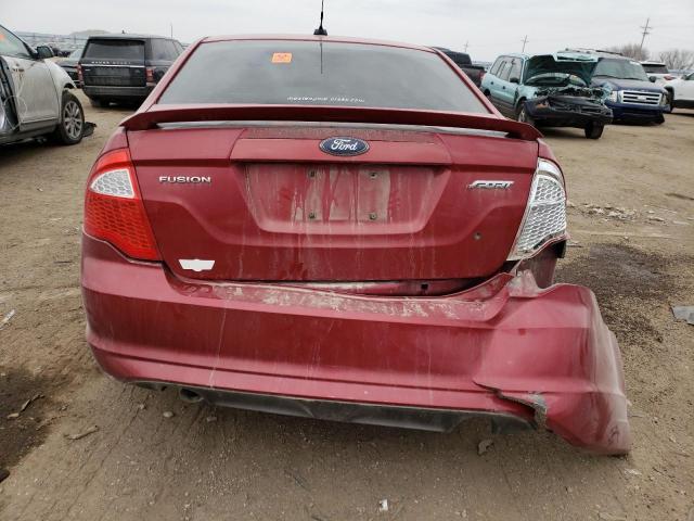 3FAHP0KC4AR184615 - 2010 FORD FUSION SPORT RED photo 6