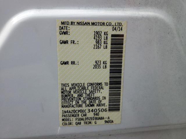 1N4AZ0CP0EC340506 - 2014 NISSAN LEAF S WHITE photo 13