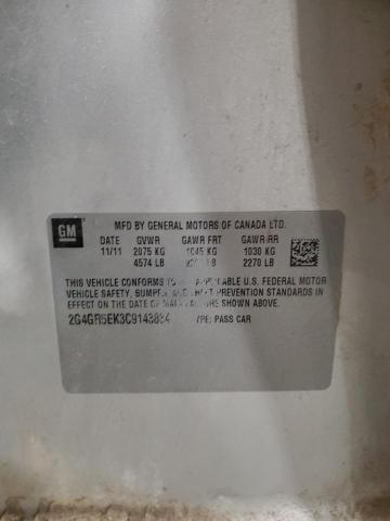 2G4GR5EK3C9143834 - 2012 BUICK REGAL SILVER photo 12