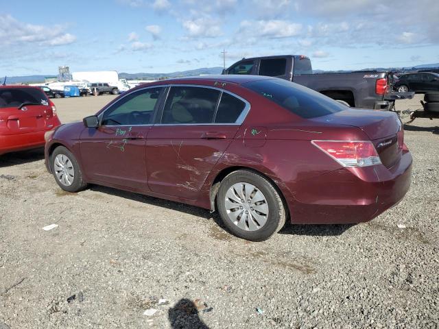 1HGCP26339A068968 - 2009 HONDA ACCORD LX BURGUNDY photo 2