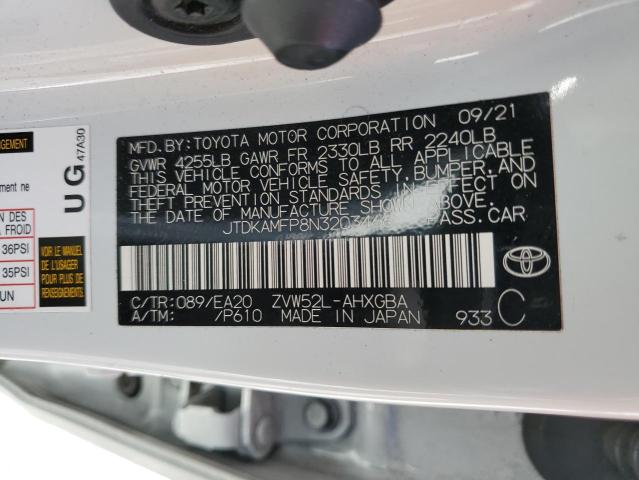 JTDKAMFP8N3203466 - 2022 TOYOTA PRIUS PRIM LE WHITE photo 12