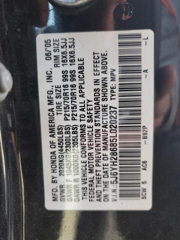 5J6YH28685L020237 - 2005 HONDA ELEMENT EX BLACK photo 12