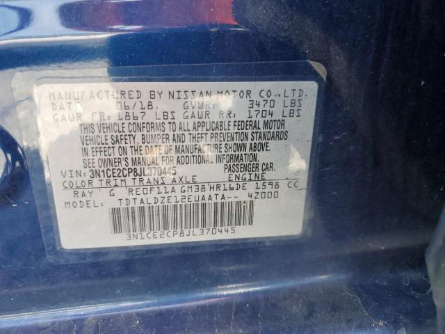 3N1CE2CP8JL370445 - 2018 NISSAN VERSA NOTE S BLUE photo 12