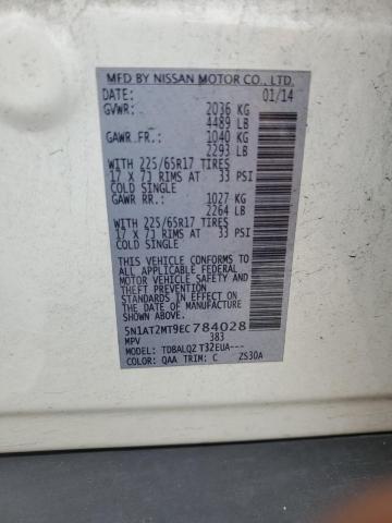 5N1AT2MT9EC784028 - 2014 NISSAN ROGUE S WHITE photo 14