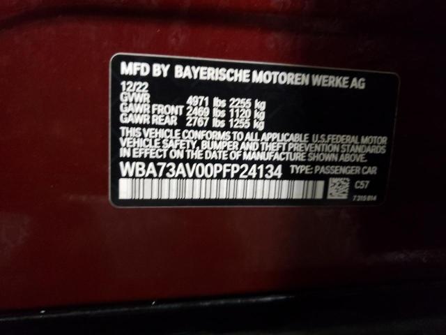 WBA73AV00PFP24134 - 2023 BMW 430XI GRAN COUPE BURGUNDY photo 12