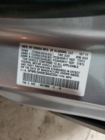 5FNRL5H69CB042354 - 2012 HONDA ODYSSEY EXL SILVER photo 13