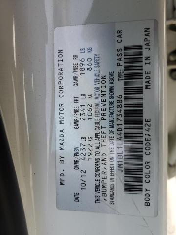 JM1BL1L44D1734886 - 2013 MAZDA SPEED 3 WHITE photo 12