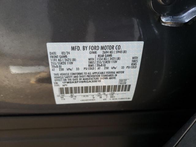 1FMSK8FH9RGA30810 - 2024 FORD EXPLORER LIMITED GRAY photo 13