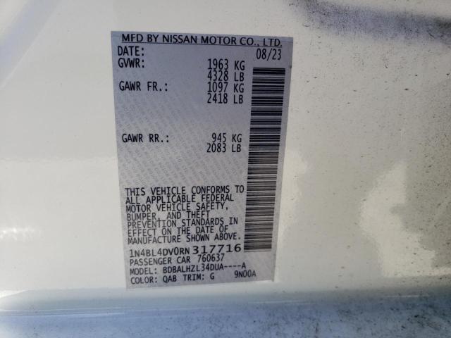 1N4BL4DV0RN317716 - 2024 NISSAN ALTIMA SV WHITE photo 12