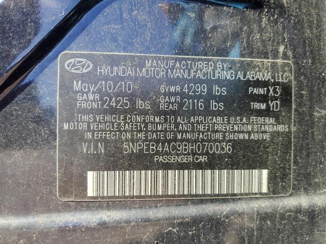 5NPEB4AC9BH070036 - 2011 HYUNDAI SONATA GLS BLUE photo 12