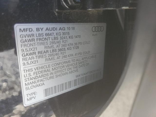 WA1VAAF73KD014025 - 2019 AUDI Q7 PRESTIGE 黑色 照片 13