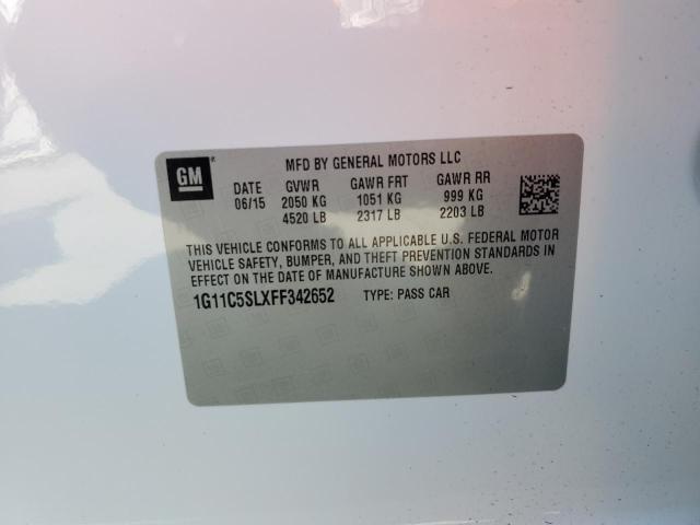 1G11C5SLXFF342652 - 2015 CHEVROLET MALIBU 1LT თეთრი ფოტო 12