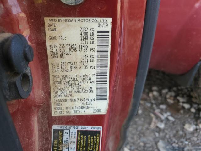 1N6BD0CT9KN764659 - 2019 NISSAN FRONTIER S RED photo 12