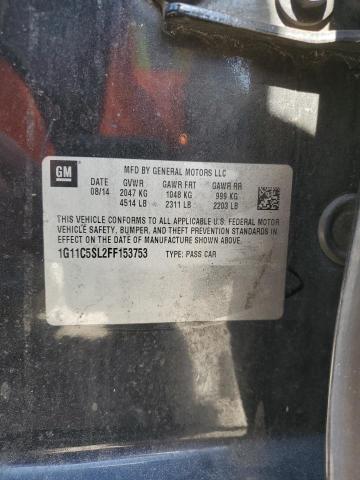 1G11C5SL2FF153753 - 2015 CHEVROLET MALIBU 1LT BLACK photo 12