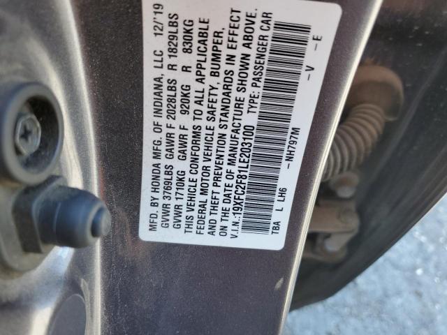 19XFC2F81LE203100 - 2020 HONDA CIVIC SPORT 灰色 照片 12